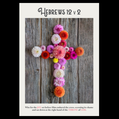 Hebrews 12v2 - Calico Tote Bag - Thread Project Design